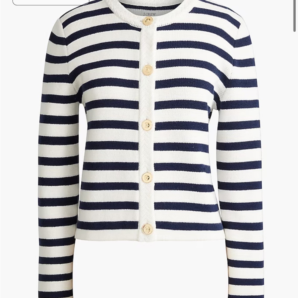J Crew Striped Cotton Lady Jacket Cardigan Size 2X - Picture 4 of 13